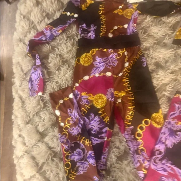 Versace Floral bodysuit size small on purple - Picture 3 of 6